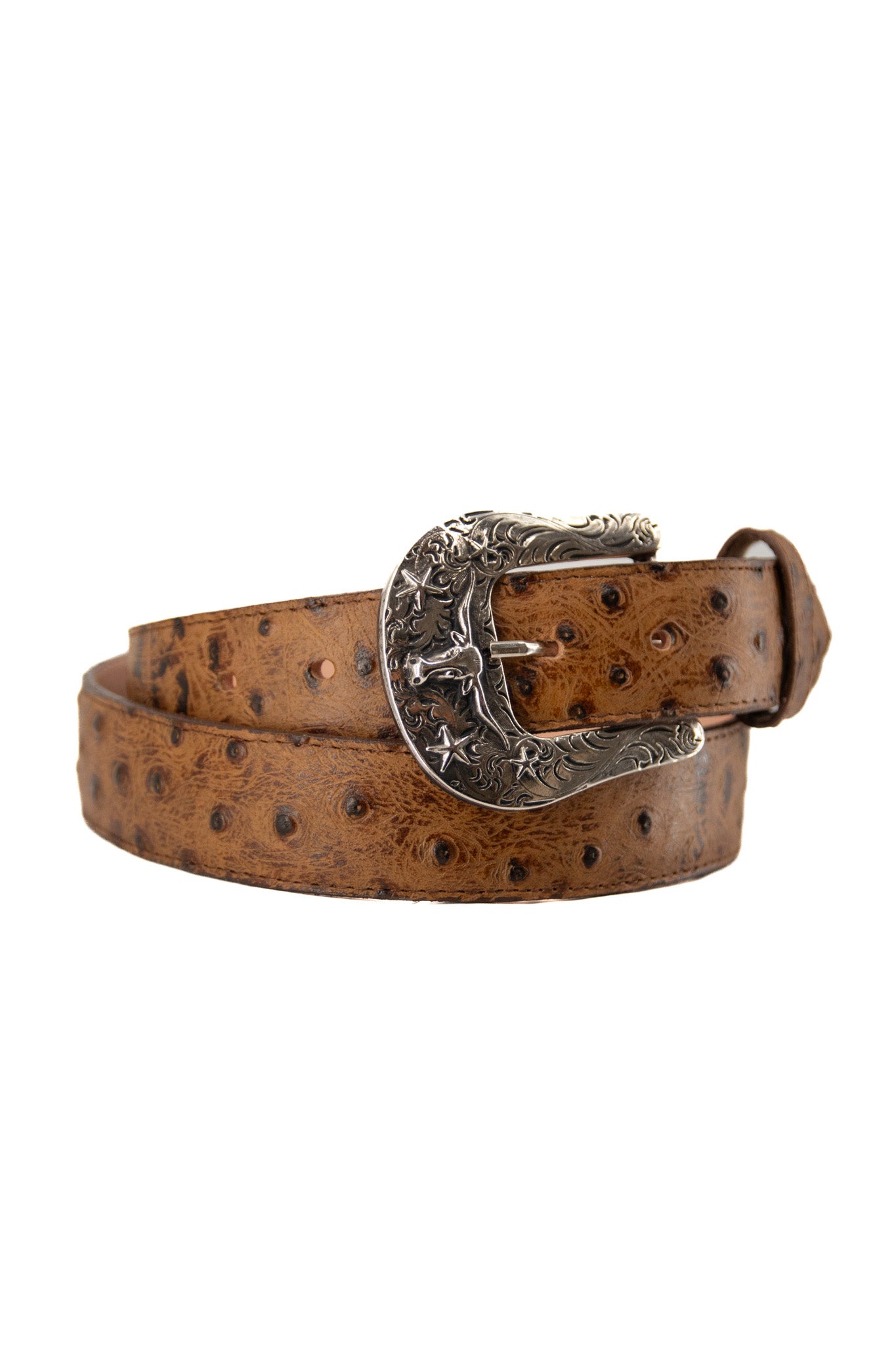 Ostrich Ranch Print Cowboy Belt