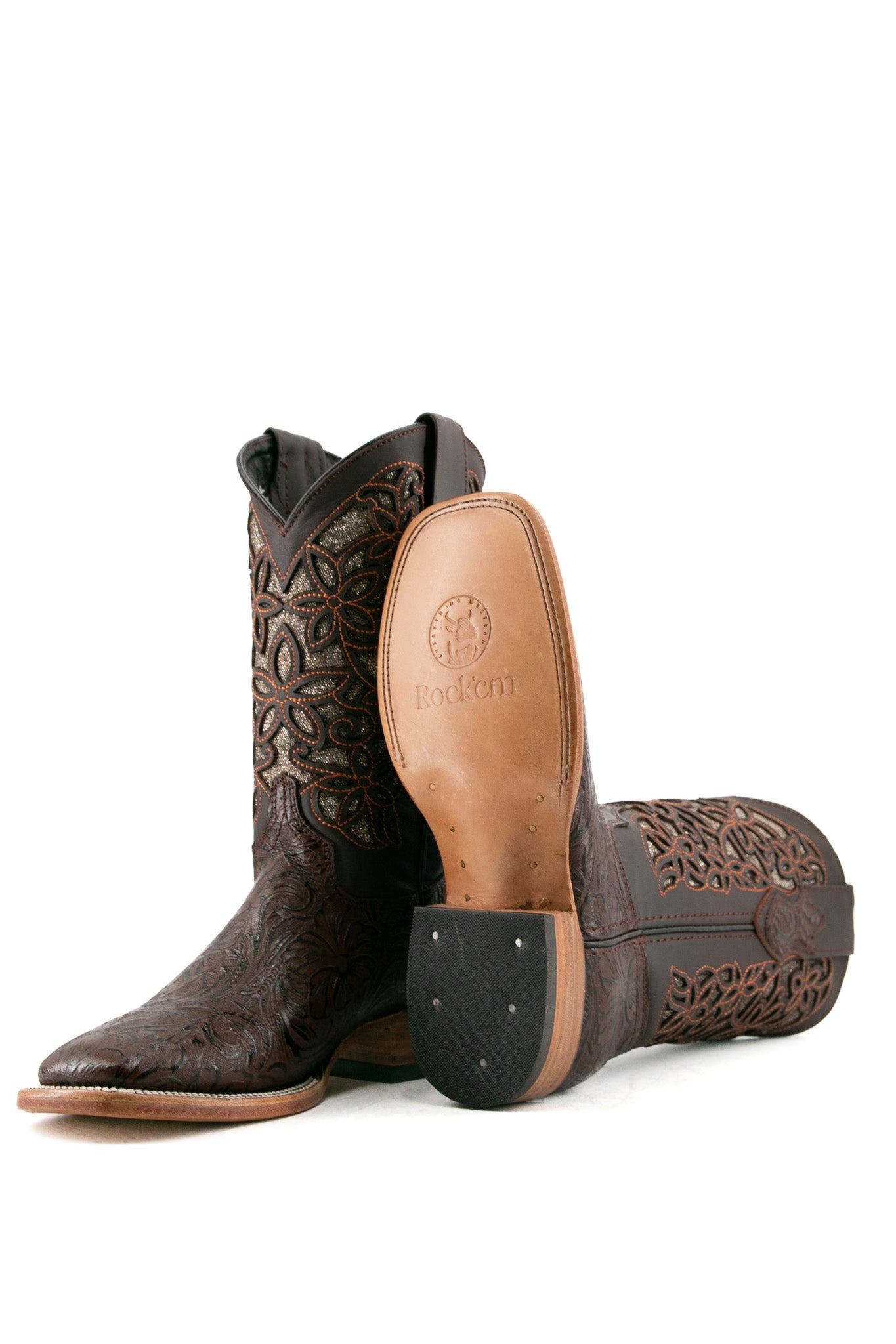 Tooled Cincelado Square Toe Cowgirl Boot