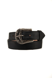 Rock'em Leather Western Longhorn Buckle Cowboy Belt