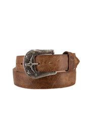 Rock'em Leather Western Longhorn Buckle Cowboy Belt