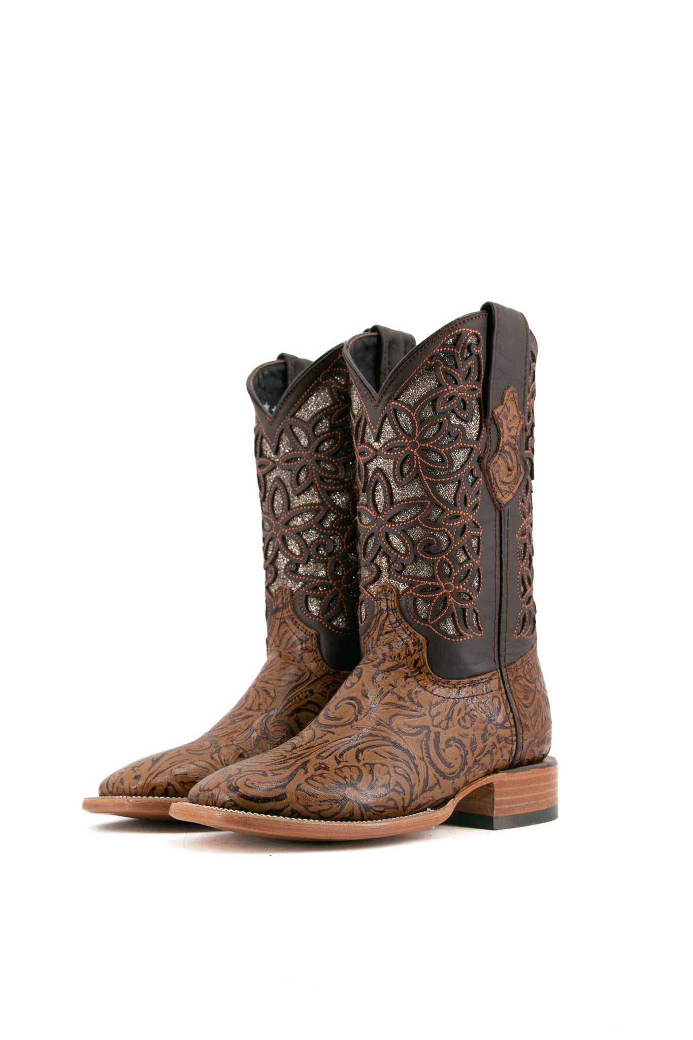 Tooled Cincelado Square Toe Cowgirl Boot