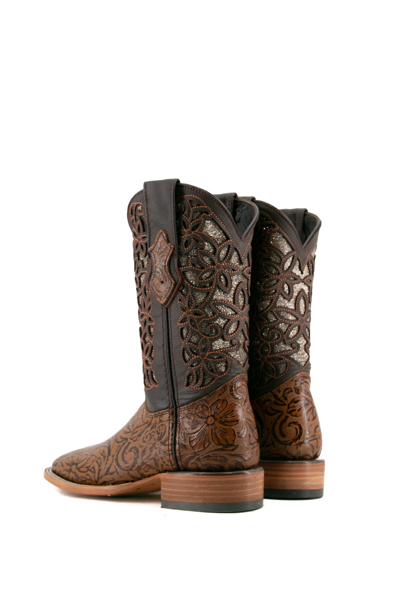 Tooled Cincelado Square Toe Cowgirl Boot