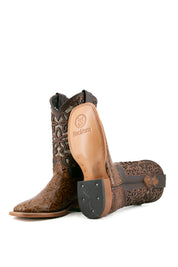 Tooled Cincelado Square Toe Cowgirl Boot