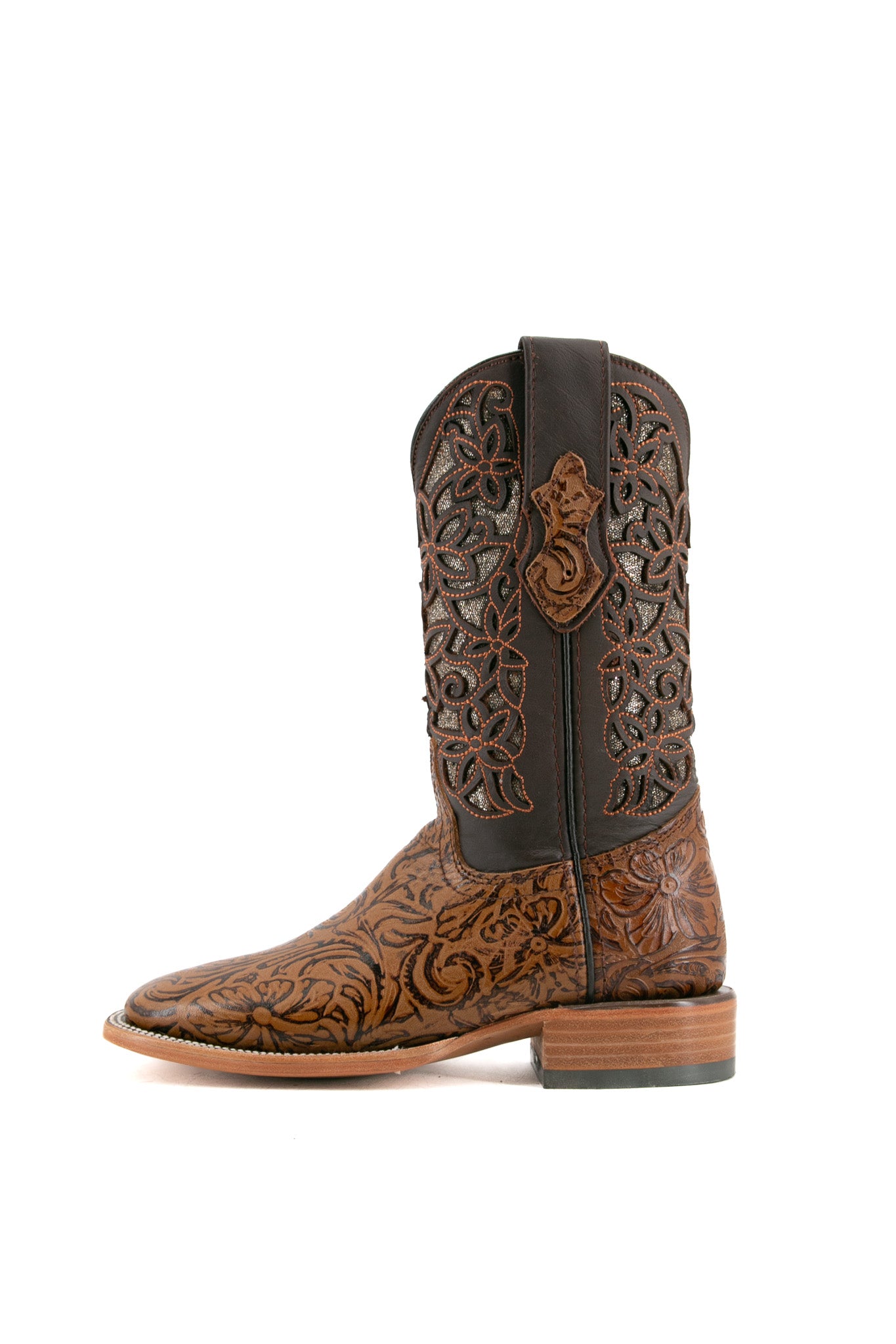 Tooled Cincelado Square Toe Cowgirl Boot