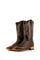 The Cedro tobacco Heritage Cedro cowboy boots in genuine leather, featuring a square toe, solid leather vamp, embroidered shaft, rubber heel, and tan leather sole.