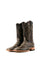 The brown Python cowboy boots are genuine leather, featuring a square toe, brown python print vamp, brown embroidered shaft and rubber heel.