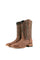 The sand Rock'em Elephant cowboy boots are crafted from genuine leather, featuring a square toe, elephant print vamp, embroidered shaft, and rubber heel.