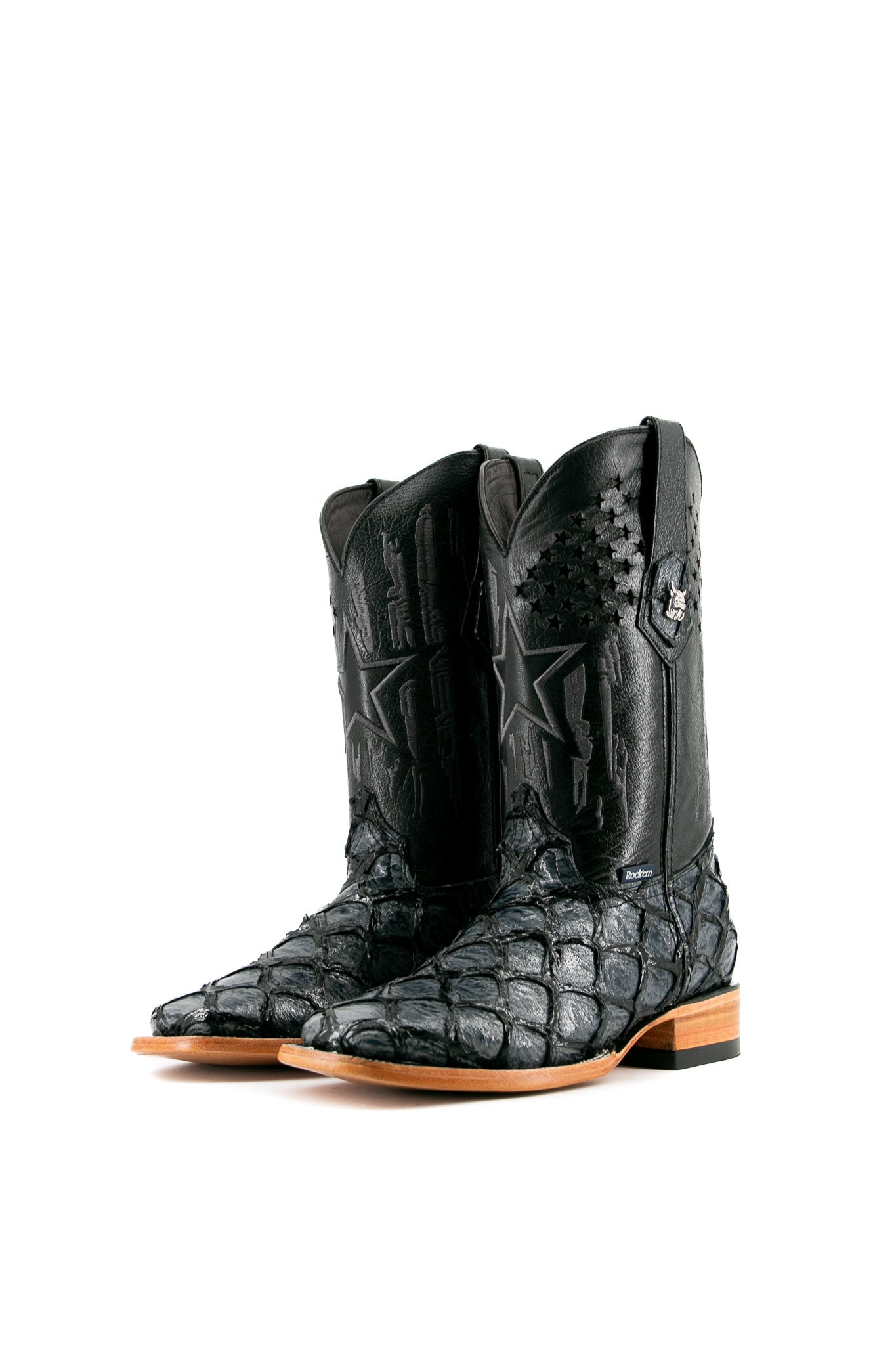 Fish Navy Pirarucu Square Toe Cowboy Boot