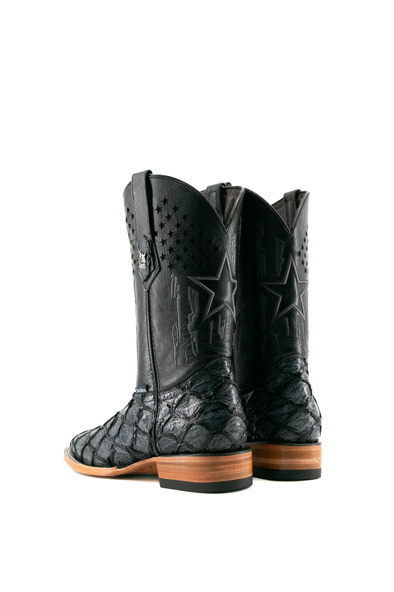 Fish Navy Pirarucu Square Toe Cowboy Boot FINAL SALE
