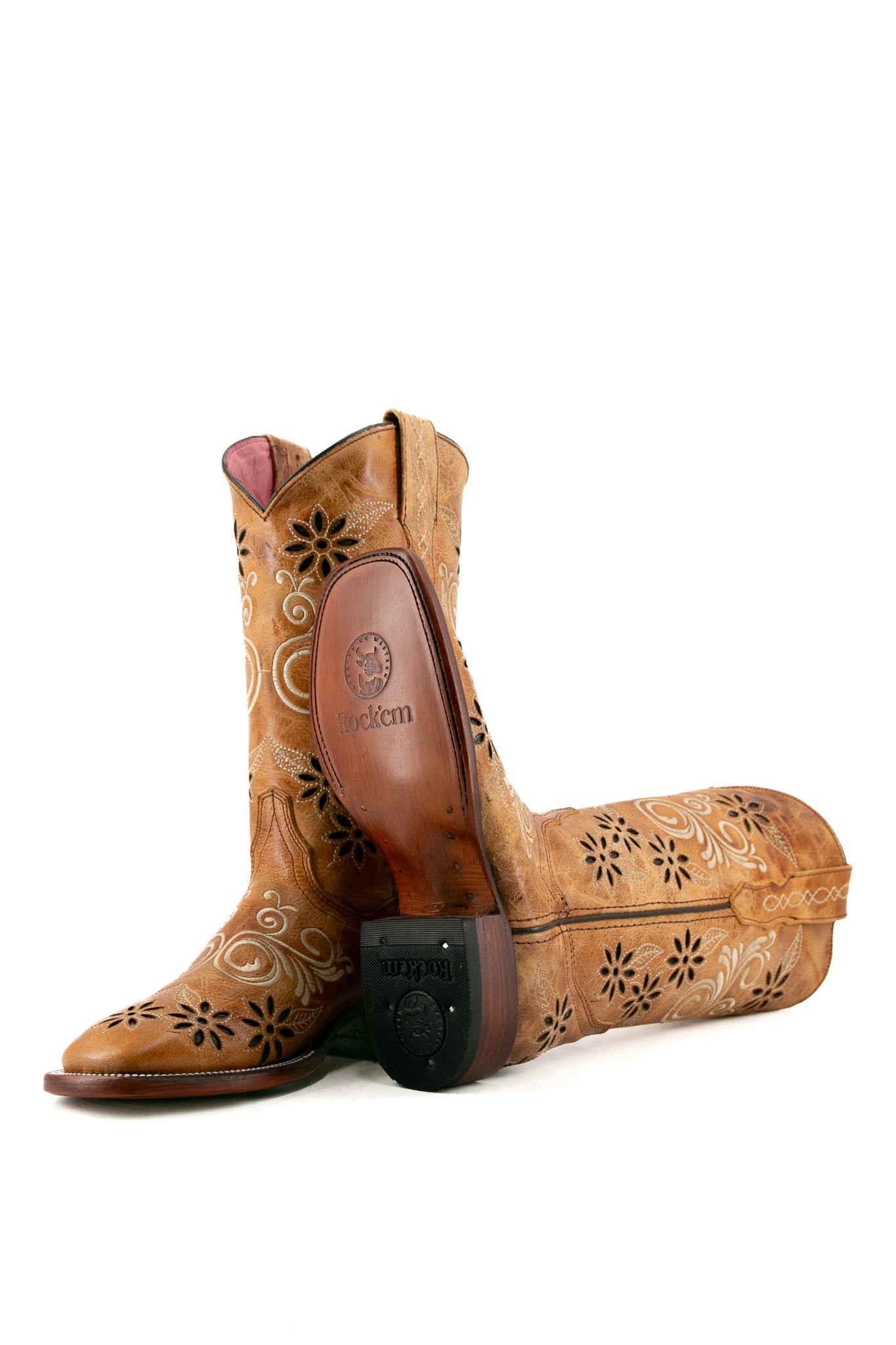 Alora Old Crazy Tan Square Toe Cowgirl Boot