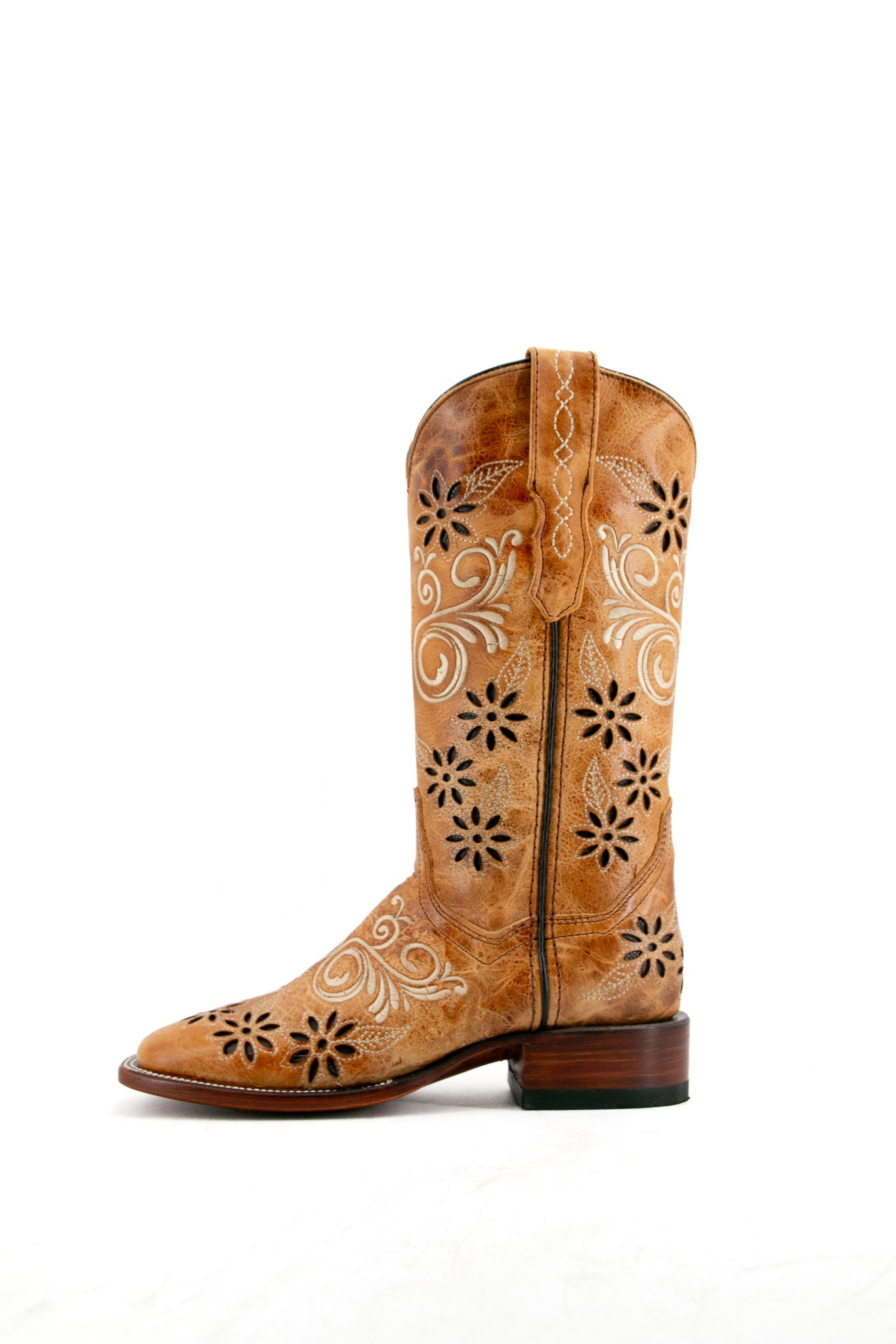 Alora Old Crazy Tan Square Toe Cowgirl Boot