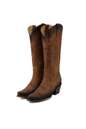 Belinda Harman Capuchino Snip Toe Midi Cowgirl Boots