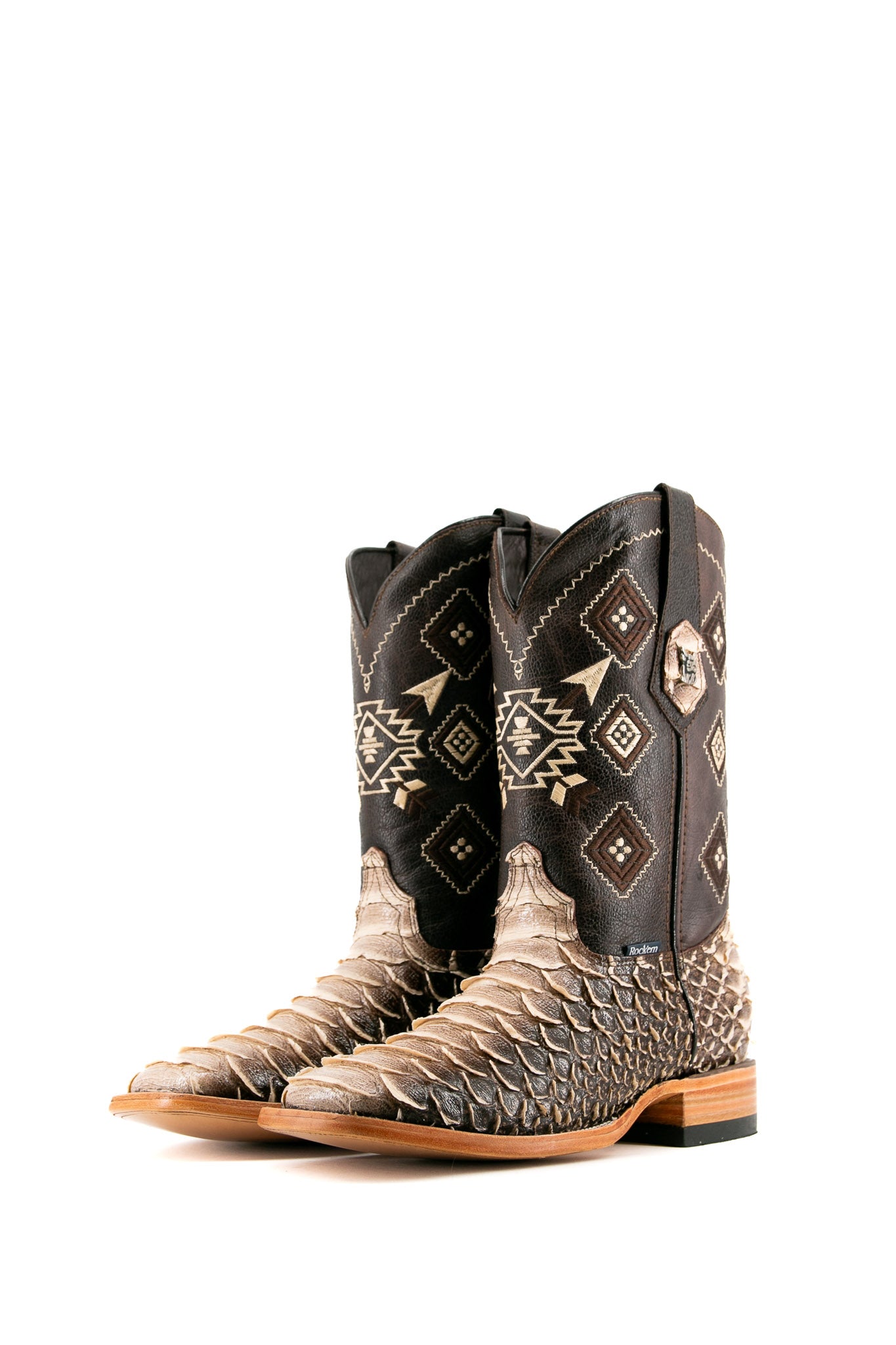 Python Saddle Brown Square Toe Cowboy Boot