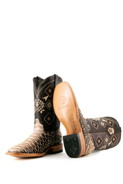 Python Saddle Brown Square Toe Cowboy Boot