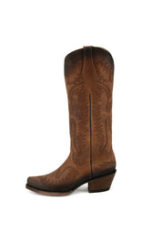 Belinda Harman Capuchino Snip Toe Midi Cowgirl Boots