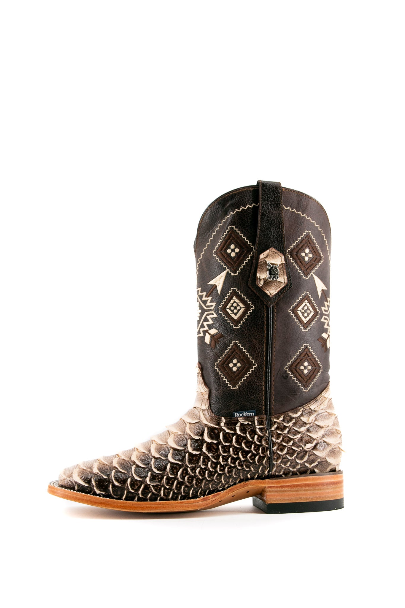 Python Saddle Brown Square Toe Cowboy Boot