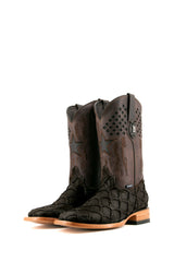 Clone Fish Pirarucu Matte Square Toe Cowboy Boot FINAL SALE