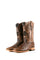 The honey Blaze Python cowboy boots in genuine leather, featuring a square toe, brown python print vamp, Mexico's embelm embroidery shaft, rubber heel.