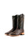 The brown Ostrich Ranch cowboy boots are genuine leather, featuring a square toe, brown ostrich print vamp, brown embroidery shaft, and rubber heel.