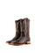The shedron Heritage Ebano cowboy boots are genuine leather, featuring a square toe, shedron ebano vamp, shedron shaft with white embroidery, rubber heel.