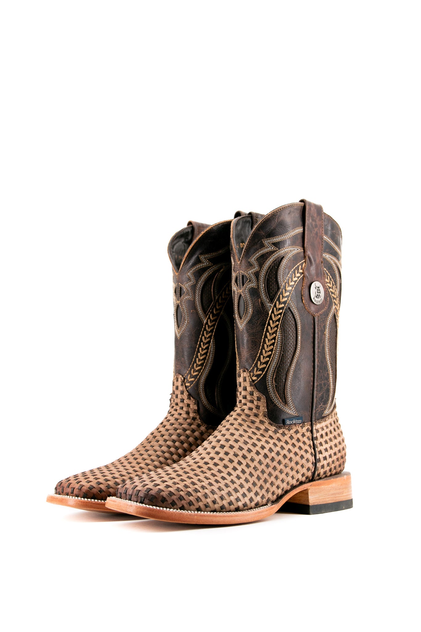 France Woven Square Toe Cowboy Boot