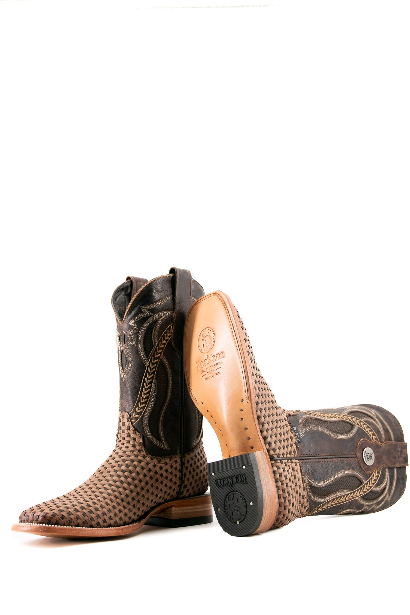 France Woven Square Toe Cowboy Boot