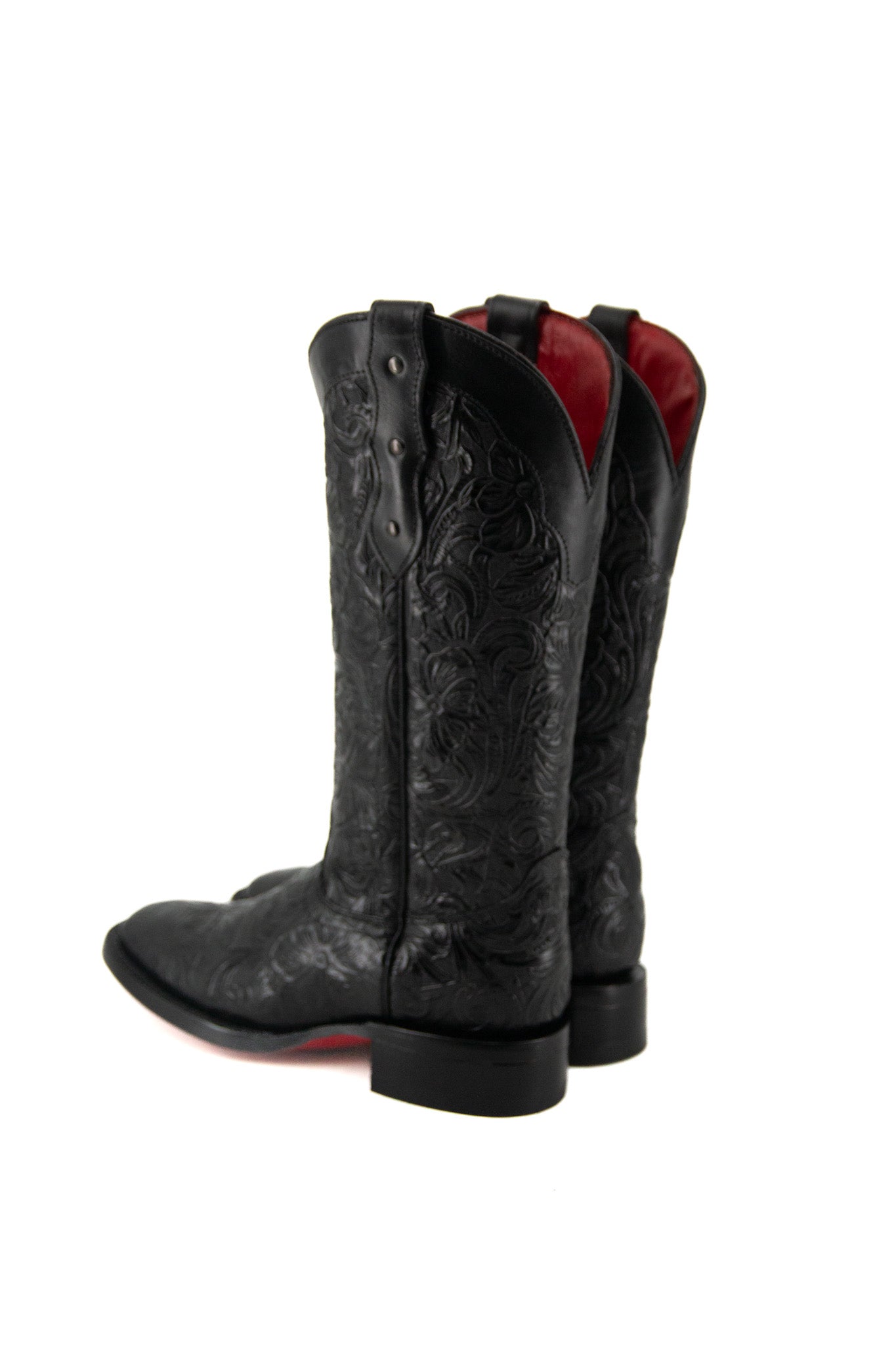 Ruby Cincelado Flor De Luz Red Bottom Square Toe Cowgirl Boot