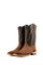 The brown tan Hungary Woven Crazy cowboy boots are genuine leather, featuring a square toe, woven print vamp, brown embroidery shaft, rubber heel.