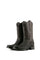 The matte brown Clone Python Rodeo Cowboy Boot in genuine leather, featuring a rodeo toe, brown python print vamp, brown embroidery shaft, rubber heel, and a leather sole. 