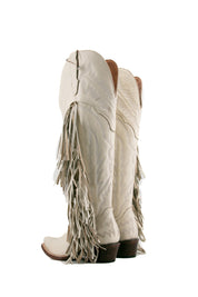 Rock Knee High Fringe Wide Calf Friendly Snip Toe Cowgirl Boot