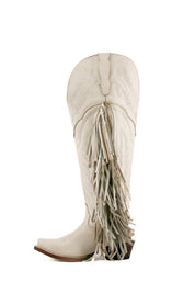 Rock Knee High Fringe Wide Calf Friendly Snip Toe Cowgirl Boot