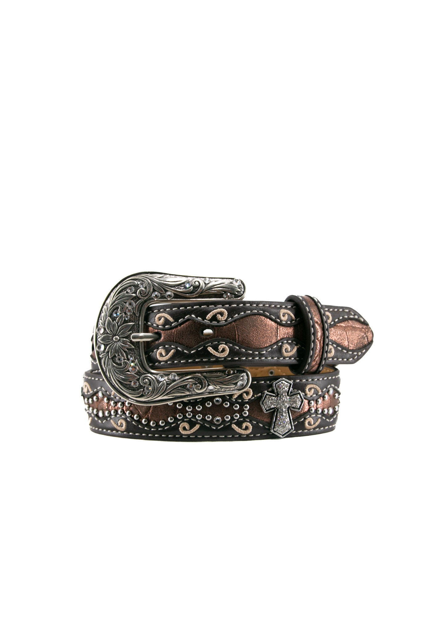 Ariat Girls' Brown & Bronze Cross Belt