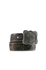 Nocona Girl Embossed Cross Brown Kids Belt