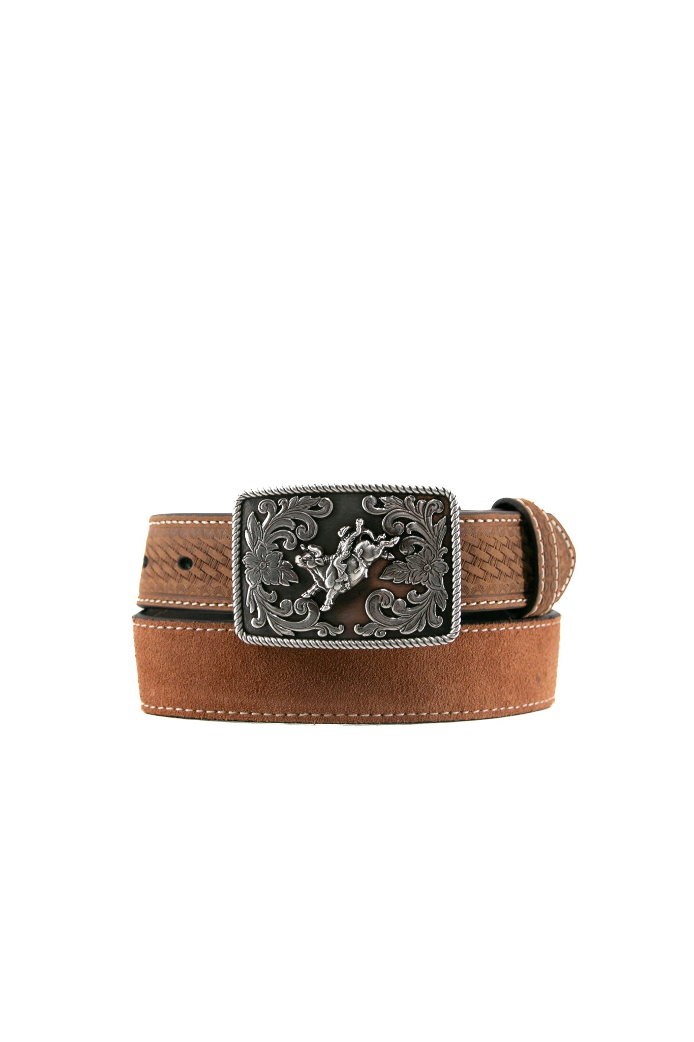 3D Western Basketweave Bull Rider Kids Belt