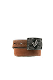 3D Western Basketweave Bull Rider Kids Belt