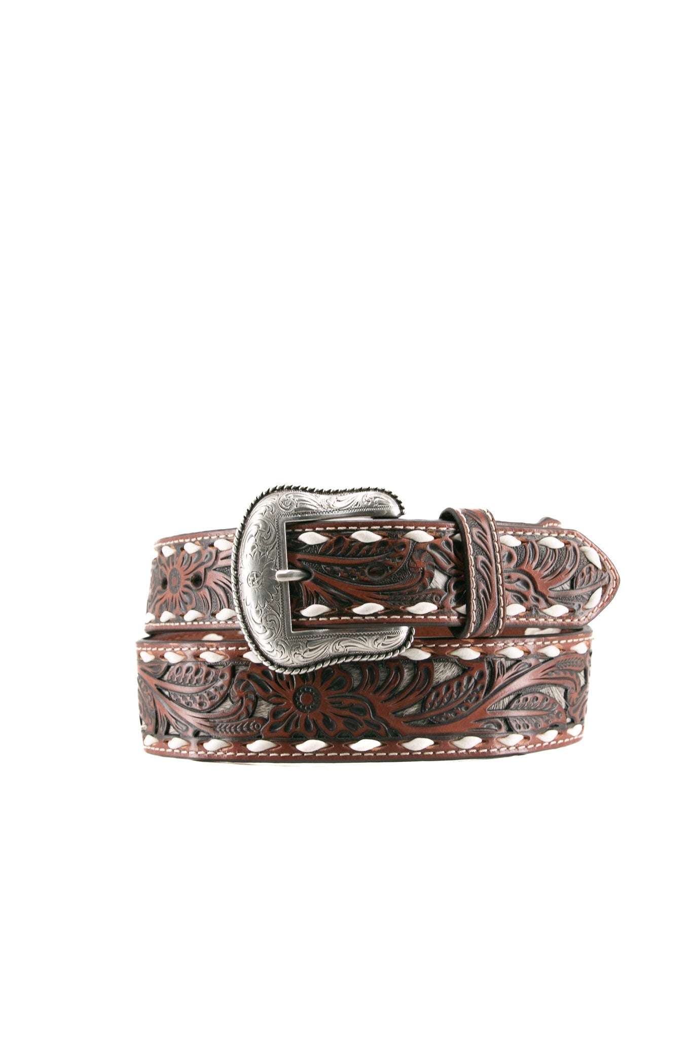 Nocona Cowhide Underlay Brown Cowboy Belt