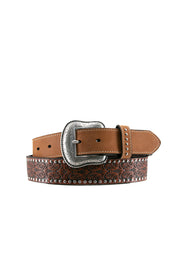 Nocona Western Leather Embossed Cowboy Belt