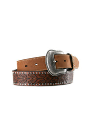 Nocona Western Leather Embossed Cowboy Belt