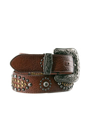 Nocona Ladies Western Studded Brown Leather Cowgirl Belt