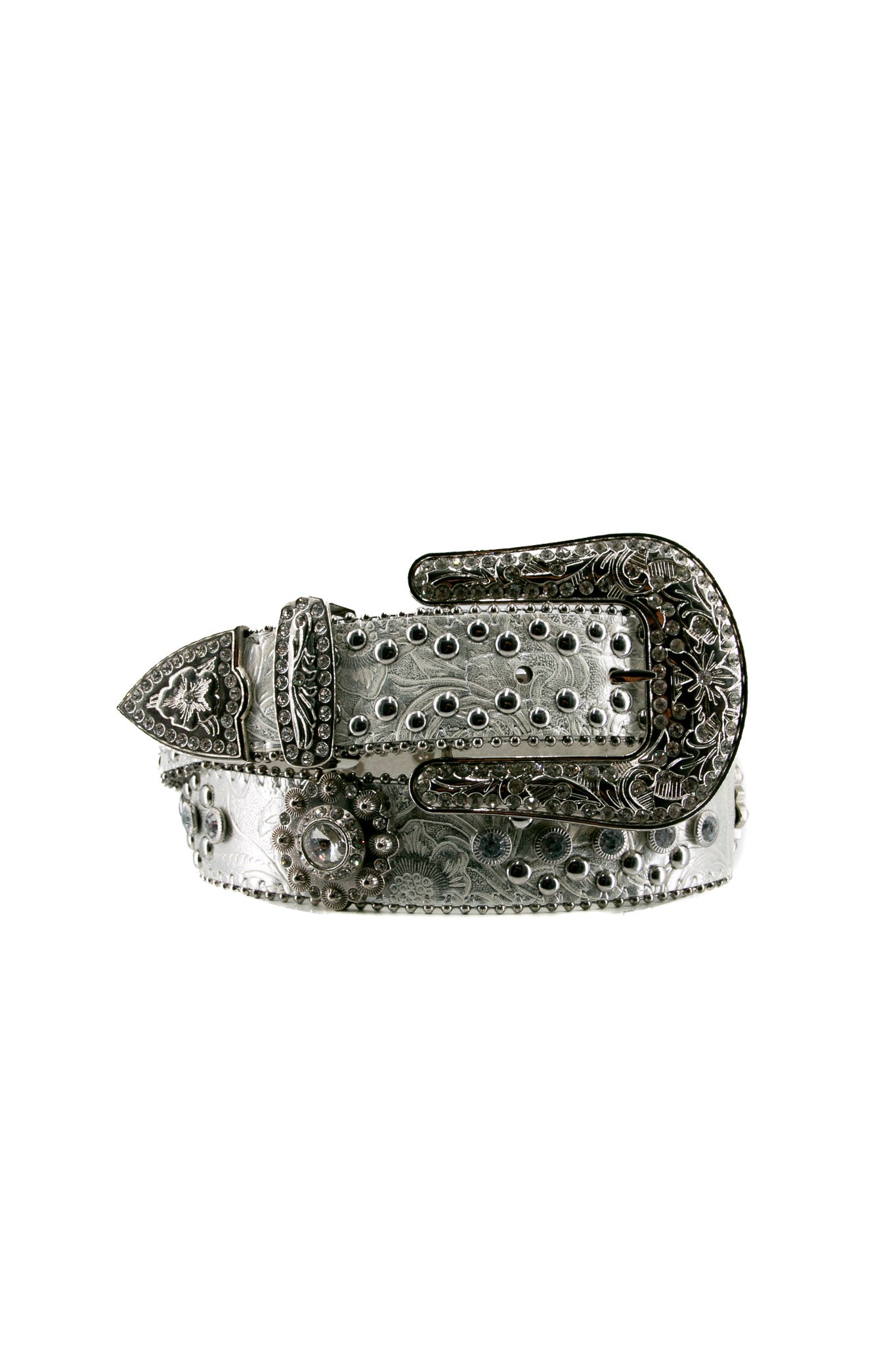 Blazin Roxx Floral Silver Rhinestone Cowgirl Belt