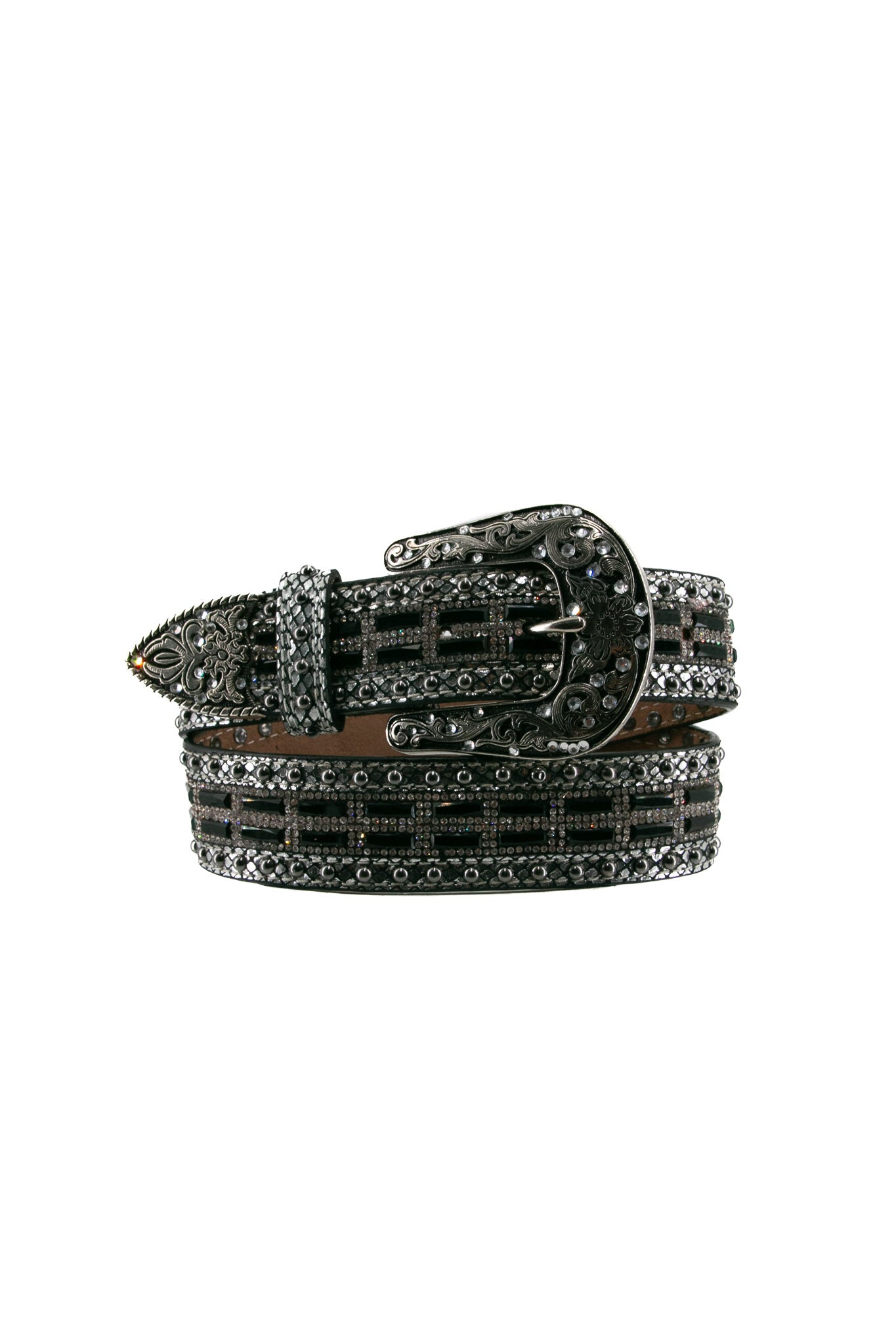 Nocona Metallic Stud Crystal Black Cowgirl Belt