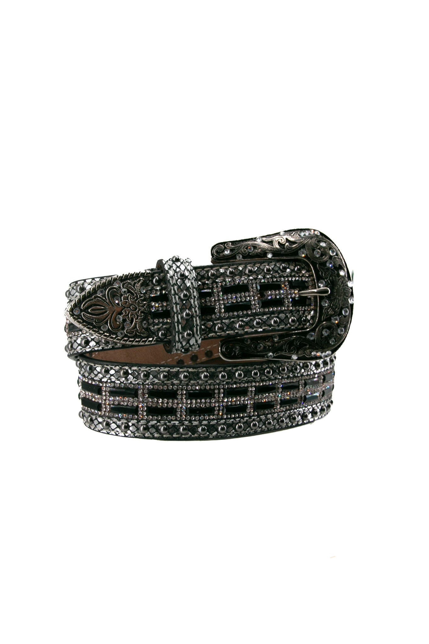 Nocona Metallic Stud Crystal Black Cowgirl Belt