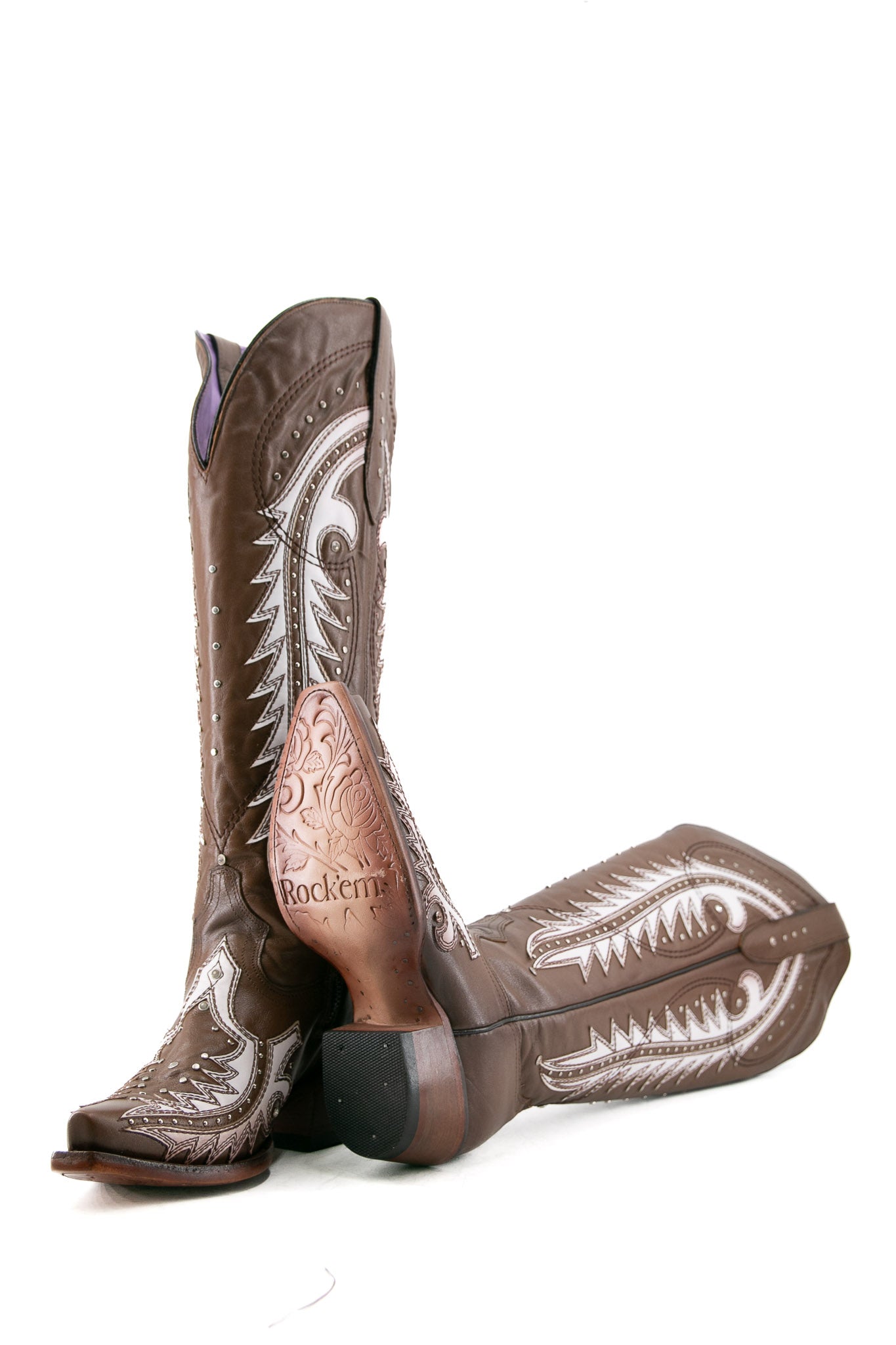 Amanda Tall Wide Calf Friendly Snip Toe Cowgirl Boots