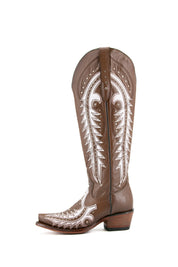 Amanda Tall Wide Calf Friendly Snip Toe Cowgirl Boots