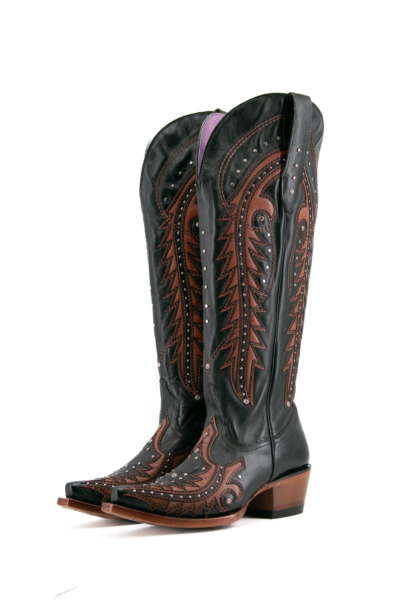 Amanda Tall Wide Calf Friendly Snip Toe Cowgirl Boots