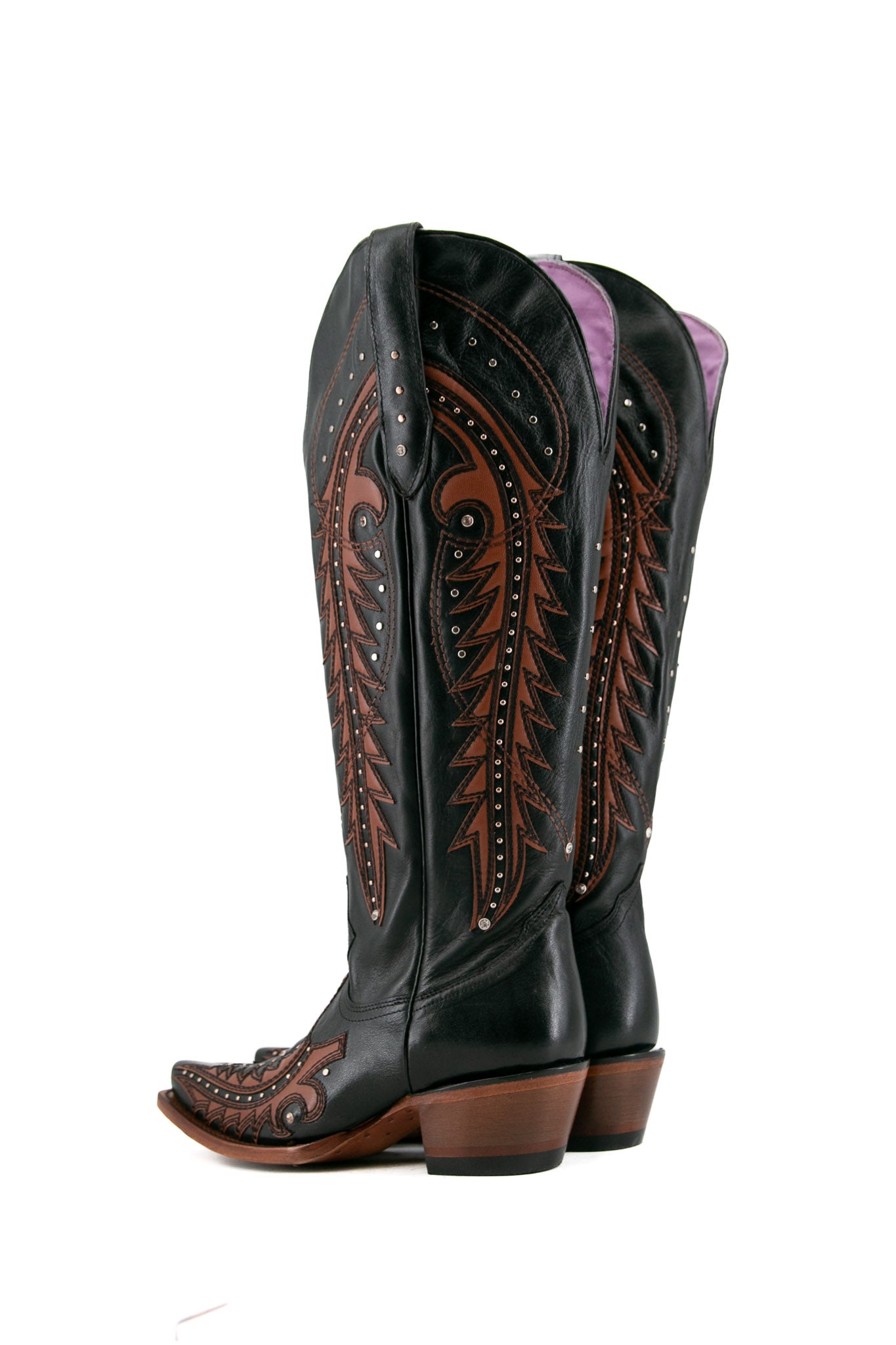 Amanda Tall Wide Calf Friendly Snip Toe Cowgirl Boots