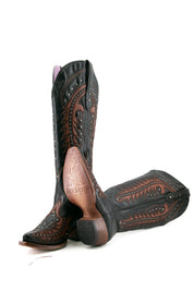 Amanda Tall Wide Calf Friendly Snip Toe Cowgirl Boots