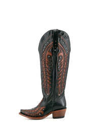 Amanda Tall Wide Calf Friendly Snip Toe Cowgirl Boots