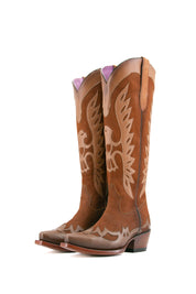 Kat Nobuck Tall Wide Calf Friendly Snip Toe Cowgirl Boots