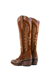 Kat Nobuck Tall Wide Calf Friendly Snip Toe Cowgirl Boots